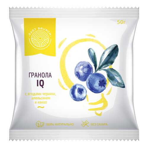 Гранола Fastbrunch IQ с ягодами черники, апельсином и какао 3 саше в Магнолия