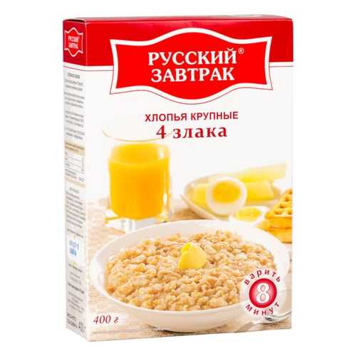 Хлопья 4 злака Русский завтрак крупные 400 г в Магнолия