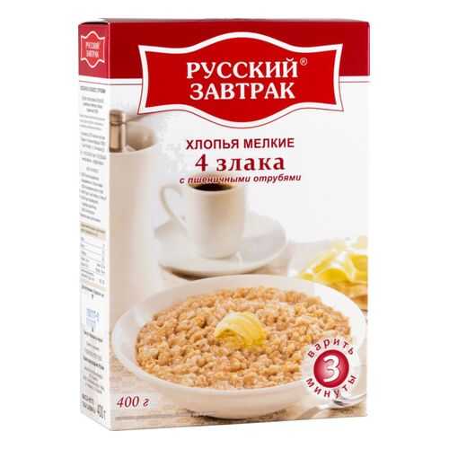 Хлопья 4 злака Русский завтрак с пшеничными отрубями мелкие 400 г в Магнолия