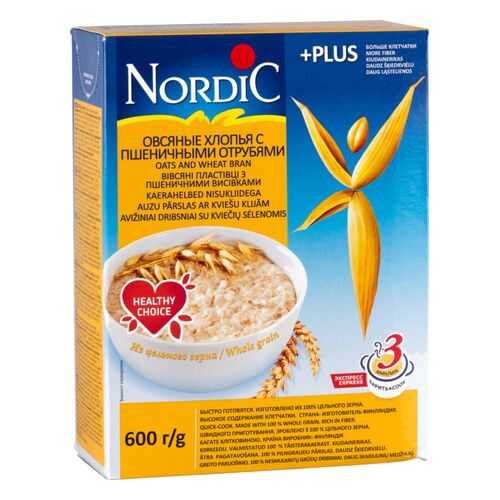Хлопья овсяные Nordic с пшеничными отрубями 600 г в Магнолия