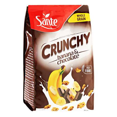 Хлопья Sante сrunchy хрустящие овсяные с бананом и шоколадом 350 г в Магнолия