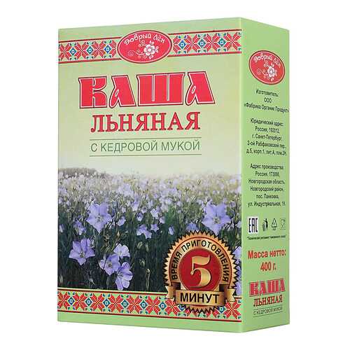 Каша Добрый Лен льняная с кедровой мукой 400 г в Магнолия