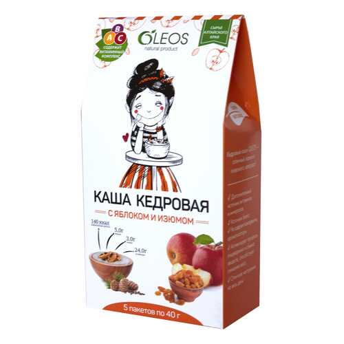 Каша кедровая Oleos с яблоком и изюмом 200 г в Магнолия