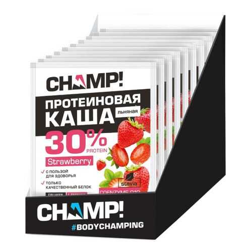 Каша протеиновая Champ льняная клубничная с коэнзимом Q10 шоубокс 10 шт по 40 г в Магнолия