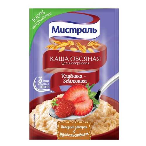 Овсяная каша Мистраль цельнозерновая клубника-земляника 40 г в Магнолия