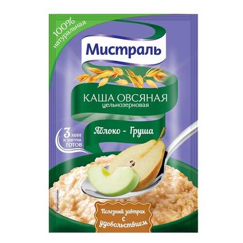 Овсяная каша Мистраль цельнозерновая яблоко-груша 40 г в Магнолия