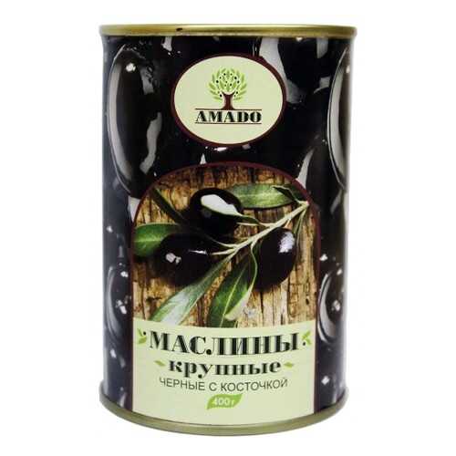 Черные маслины Amado с косточкой крупные 400 г в Магнолия