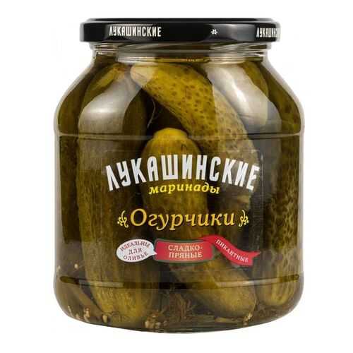 Огурцы маринованные Лукашинские сладко-пряные пикантные 670 г в Магнолия