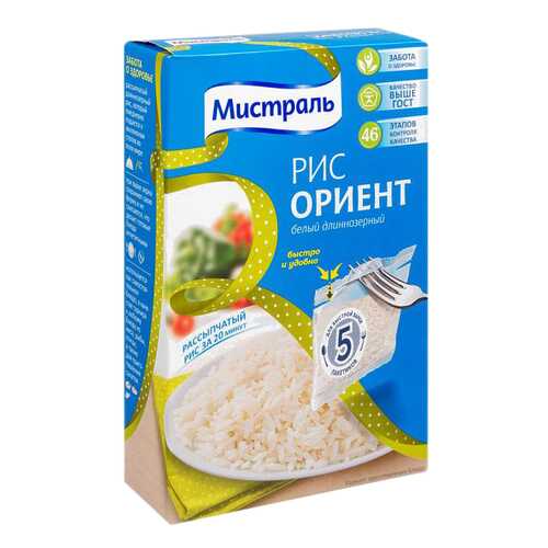 Рис Мистраль длиннозерный ориент белый 80 г 5 пакетов в Магнолия