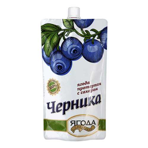Черника протертая Ягода сибирская с сахаром 280 г в Магнолия