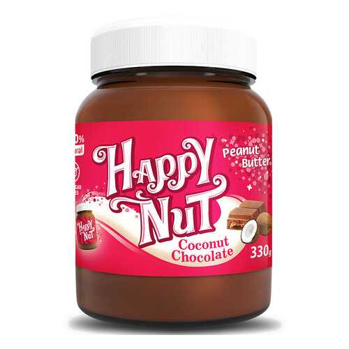 Арахисовая паста шоколадная HAPPY NUT с кокосом 330 г в Магнолия