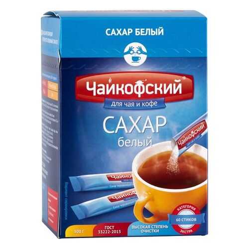 Сахар порционный Чайкофский в стиках белый 5 г 60 штук в Магнолия