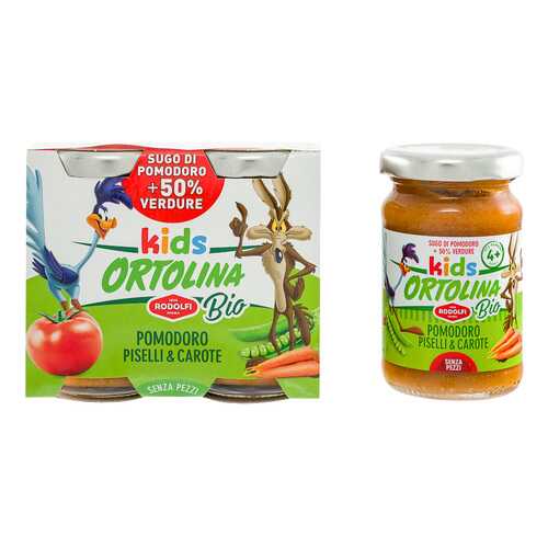Соус Rodolfi Ortolina Kids Bio томатный с зеленым горошком и морковью 2 шт 100г в Магнолия