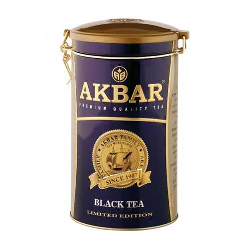 Чай Akbar Limited Edition, черный крупнолистовой, подарочный, жесть с клипсой, 150 гр в Магнолия