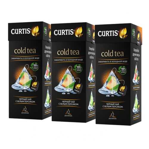 Чай Curtis Cold Tea, чёрный с белым персиком, 12 пирамидок х 3 упаковки в Магнолия