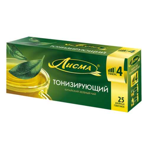 Чай зеленый в пакетиках для чашки, Лисма Тонизирующий 25*1,5 г. в Магнолия