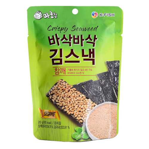 Чипсы хрустящие Marochip из морских водорослей с кунжутом 20 г в Магнолия