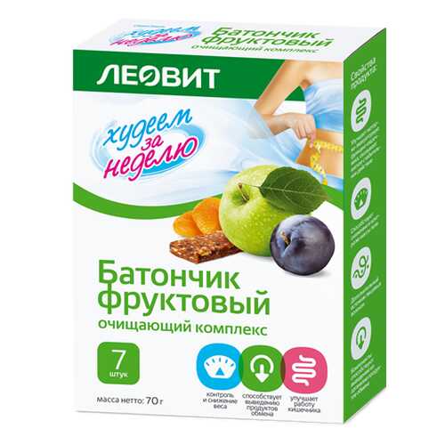 Батончик фруктовый Леовит худеем за неделю очищающий комплекс 7 штук в Магнолия