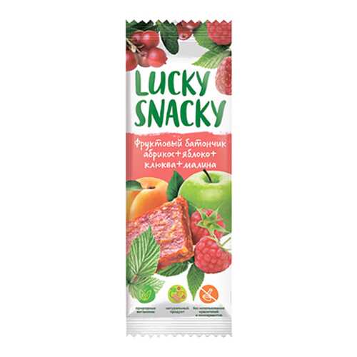 Батончик Lucky Snacky фруктовый с абрикосом яблоком клюквой и малиной в Магнолия
