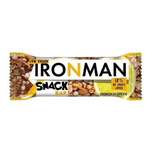 Батончик Snack Bar Ironman лимон, орехи и темная глазурь без сахара 40 г в Магнолия