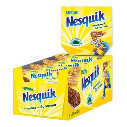 Злаковый батончик Nesquik с шоколадом 24 штуки по 25 г в Магнолия
