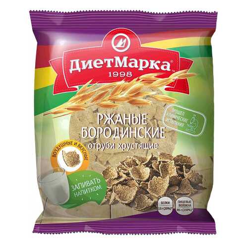 Отруби хрустящие ДиетМарка ржаные бородинские хлопья 100 г в Магнолия