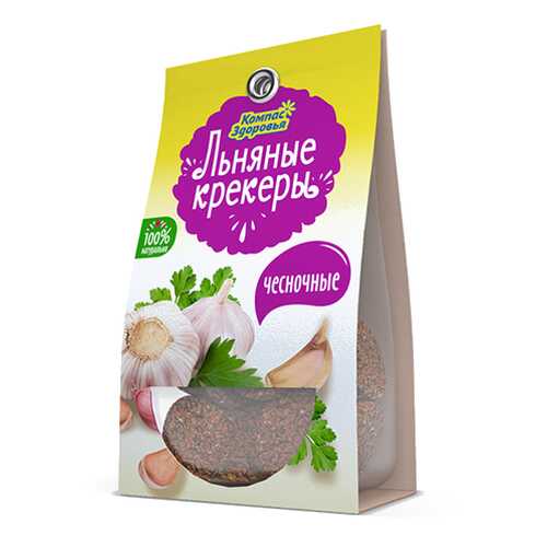 Крекеры льняные с чесноком Компас здоровья 50 г в Магнолия