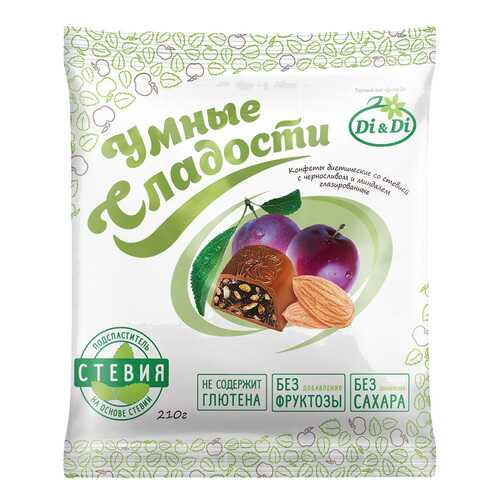 Конфеты со стевией Умные сладости с черносливом и миндалем глазированные 210 г в Магнолия