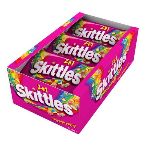 Освежающие конфеты Skittles 2в1 38 г 12 штук в Магнолия