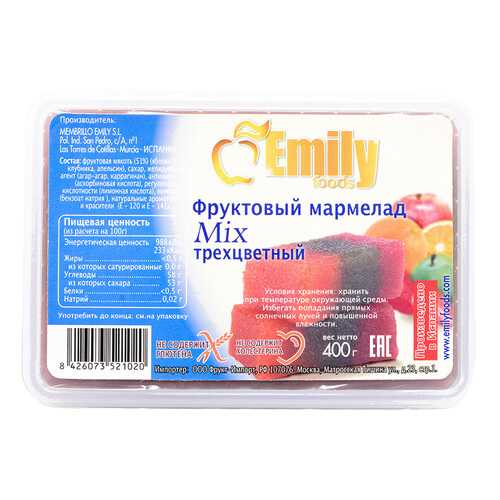 Мармелад Emily foods mix фруктовый трехцветный 400 г в Магнолия