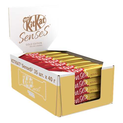 Белый шоколад KITKAT SENSES GOLD EDITION. DELUXE CARAMEL и молочный с вафлей 35шт по 40 г в Магнолия