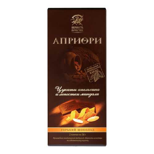 Шоколад Априори горький с цукатами апельсина и лепест-ками миндаля 100 г в Магнолия
