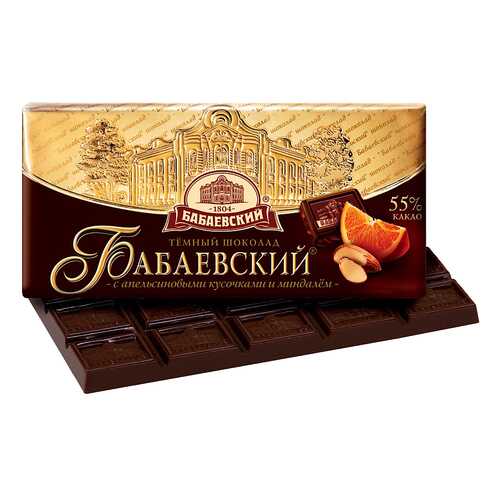 Шоколад Бабаевский 55% темный апельсин-миндаль 100 г в Магнолия