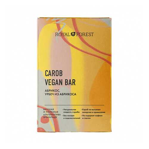 Шоколад Carob Vegan Bar Абрикос, урбеч абрикосовый Royal Forest 50 г в Магнолия