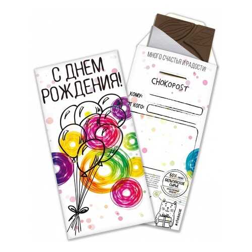Шоколад Chokocat С днем рождения!, тёмный, конверт, 85 гр в Магнолия