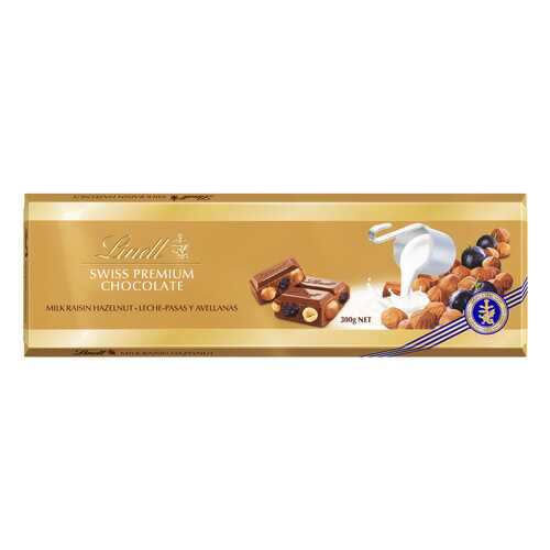 Шоколад молочный Lindt с изюмом и фундуком 300 г в Магнолия