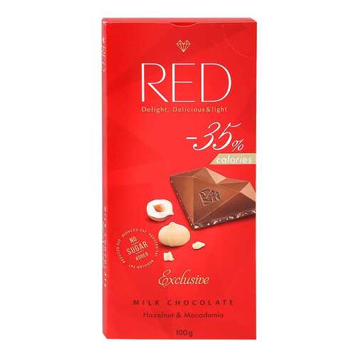 Шоколад молочный Red с фундуком и макадамией со сниженной калорийностью 100 г в Магнолия