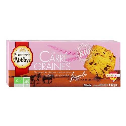 Печенье Biscuiterie de l'Abbaye Le Carre Graine BIO кунжут-подсолнечник-шоколад 140 г в Магнолия