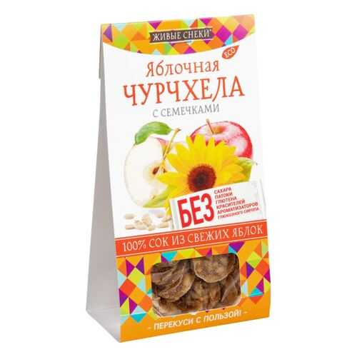 Чурчхела яблочная Живые снеки с семечками 90 г в Магнолия