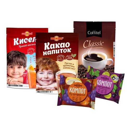 Набор напитки ( компот, кисель, какао, кофе) Русский продукт 5 штук в Магнолия